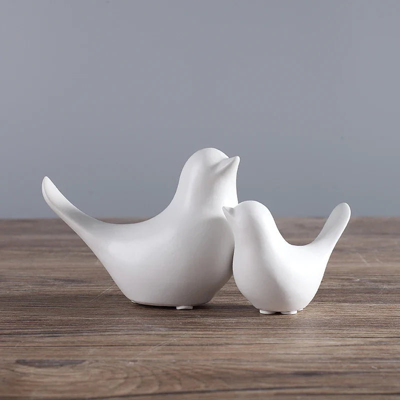 Afralia™ Nordic White Ceramic Bird Figurines for Home Decor and Events