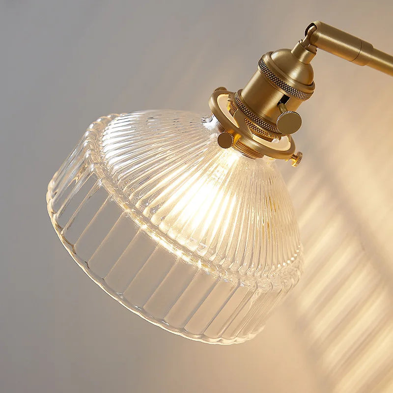 Afralia™ Glass Pull Chain LED Wall Lamp Copper Socket Study Living Room Stair Light