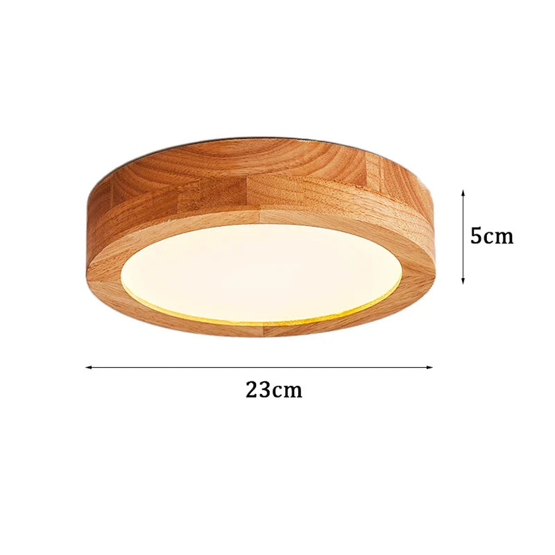 Afralia™ Wood LED Round Ceiling Light for Bedroom Kitchen Nordic Decor