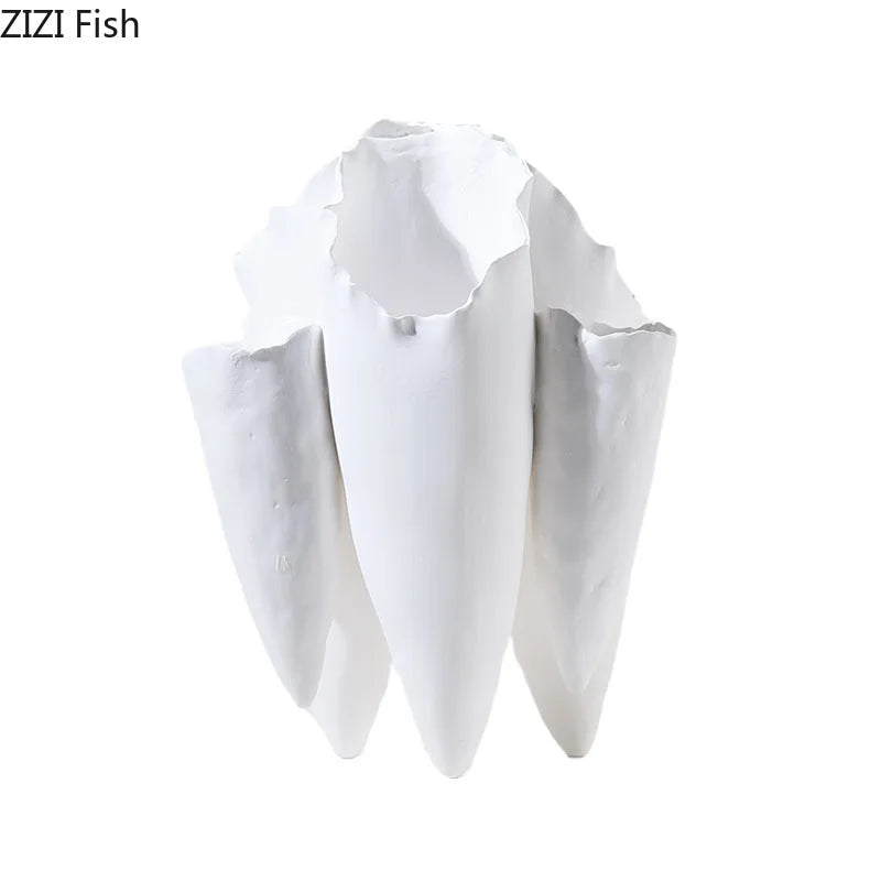 Afralia™ Ceramic Tooth Vase for Table Decor and Flower Arrangement