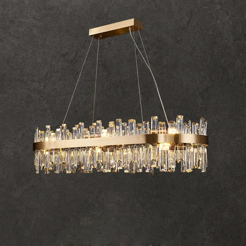 Afralia™ Crystal LED Oval Chandelier for Dining Room Lighting