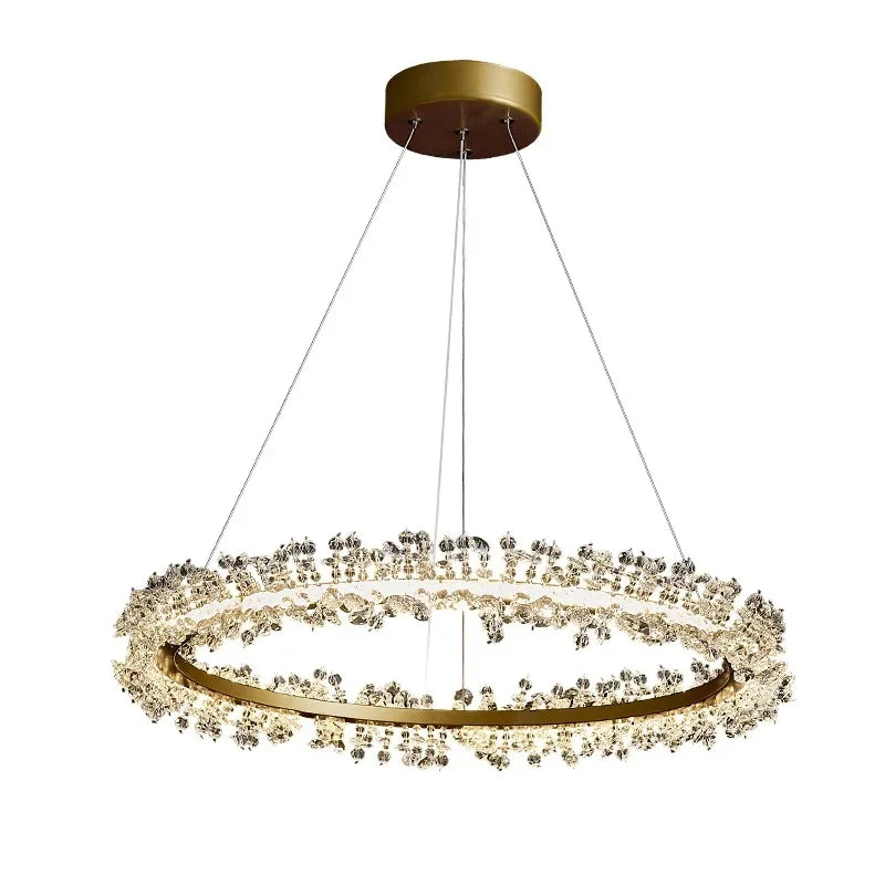 Afralia™ Crystal Gold Ring LED Chandelier for Home Decoration Luxurious Living Room Dining Bedroom