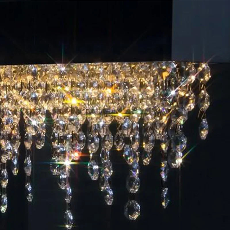 Afralia™ Modern Crystal Chandelier LED Dining Room Hanging Light Fixture in Gold/Black