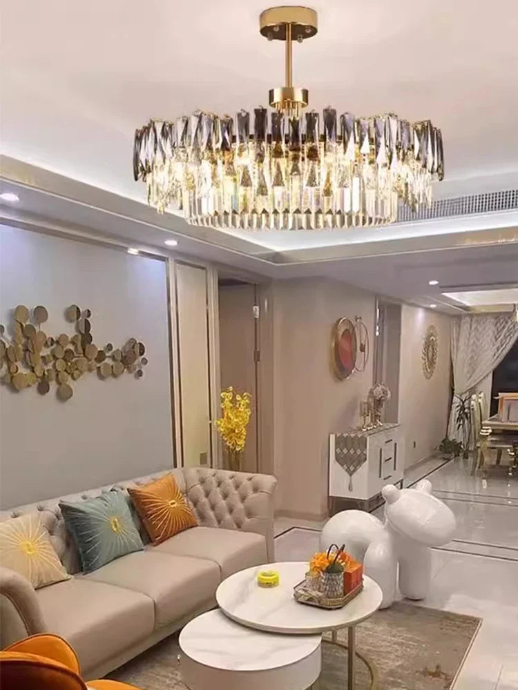 Afralia™ Gold Crystal Chandelier Modern LED Pendant Lamps