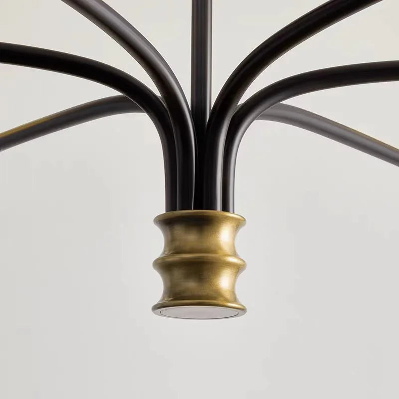 Midcentury Chandelier Minimalist Wrought Iron Light Afralia™ Black Gold Lights