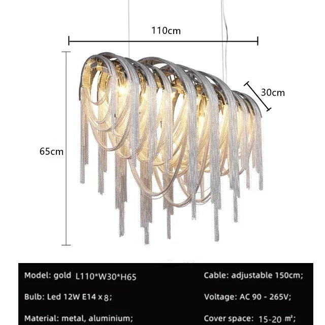 Afralia™ Modern Tassels LED Chandelier for Living Room Dining Bedroom Pendant Lights