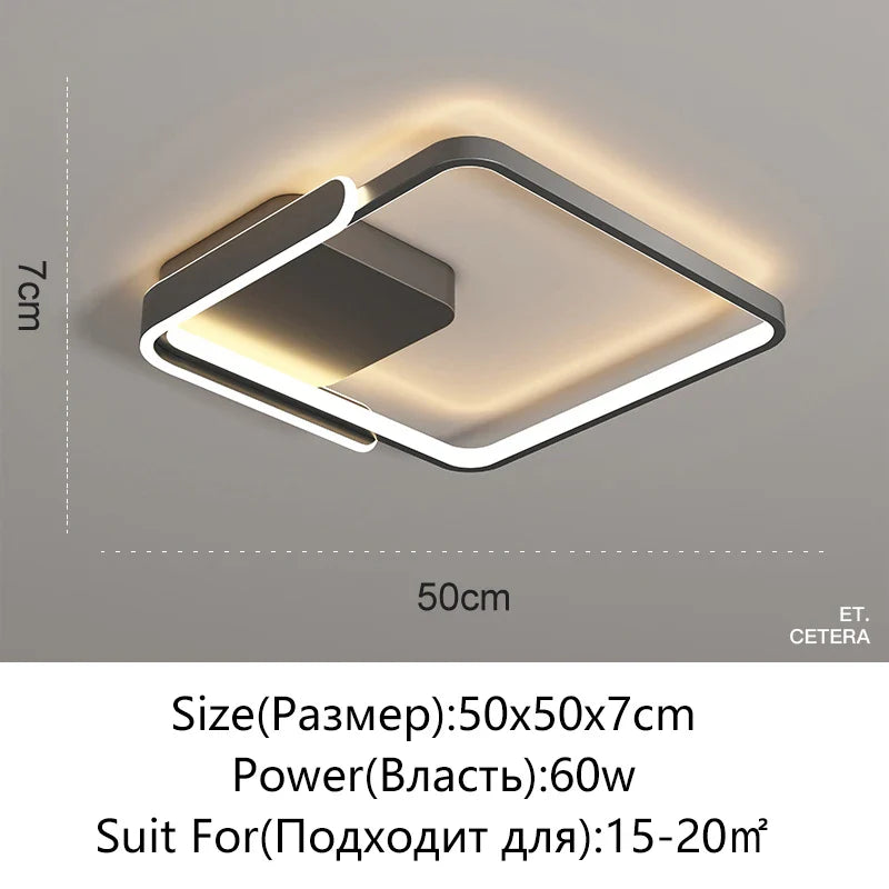 Afralia™ Modern LED Chandelier Living Room Kitchen Lamp Black Chrome Fixture