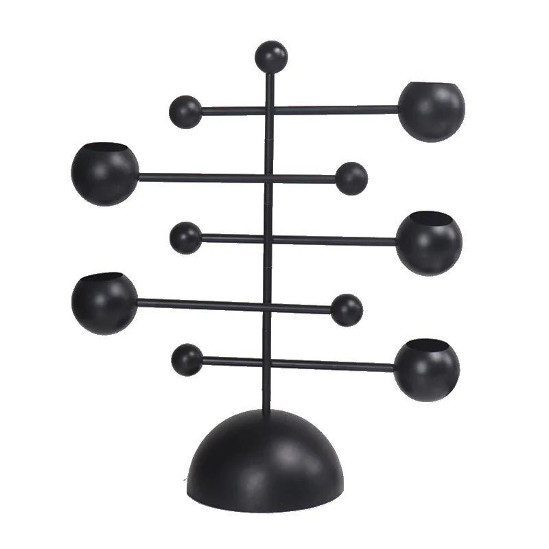 Afralia™ Geometric Rotate Candle Holder Black Candelabrum for Home Decor