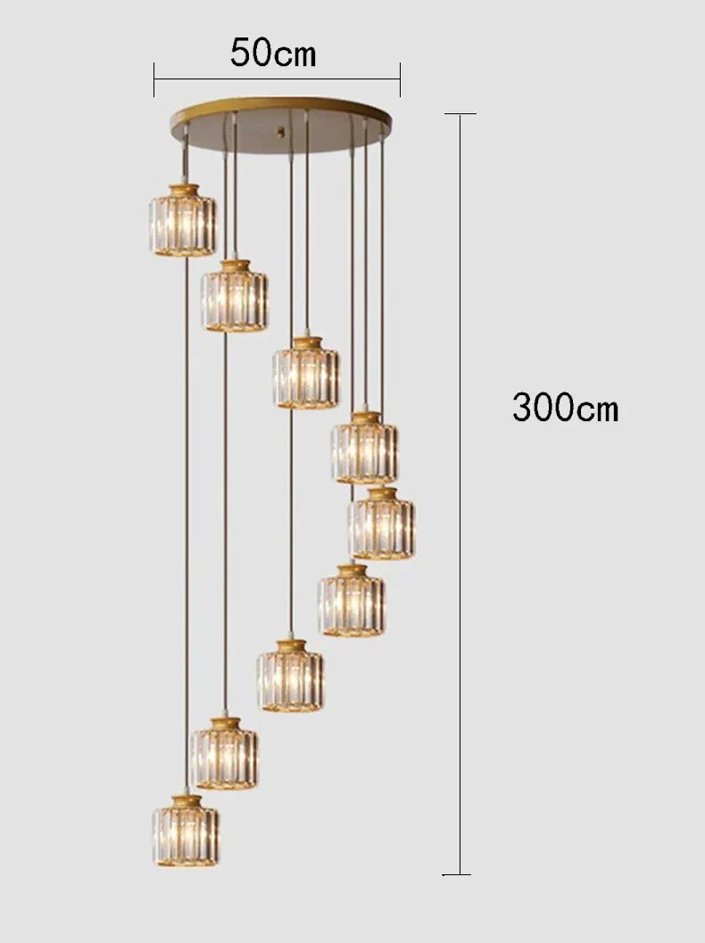 Afralia™ Crystal Staircase Pendant Lamp: Modern Luxury Interior Decoration Lighting for Home & Hotel.