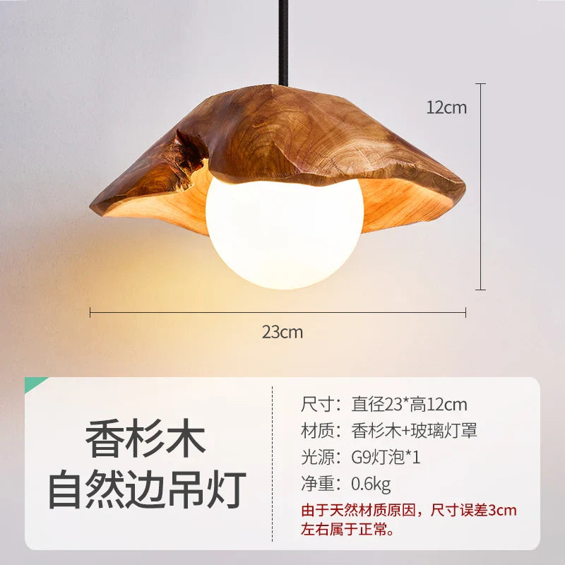 Afralia™ Wood Grain 3-Light Retro Style Pendant Light for Living Room and Bedroom