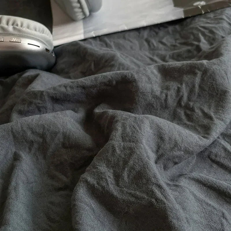 Afralia™ Solid Sleep Naked Cotton Bedding Set 4Pcs, Super Soft Mix Colored Comfort Bed Liner