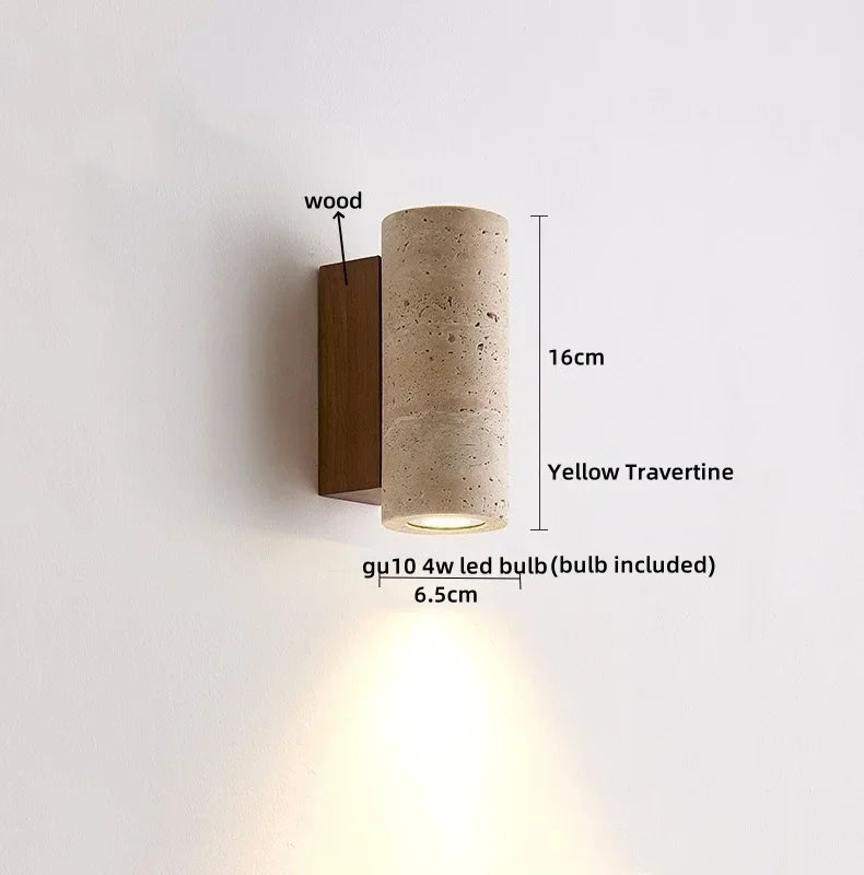 Afralia™ Yellow Travertine LED Wall Light Sconces for Living Room Home Decor