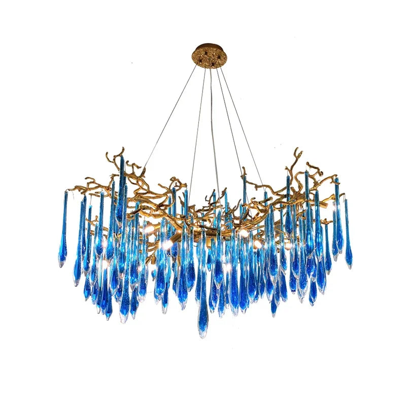 Afralia™ Blue Crystal Chandelier: Luxe Living Room LED Lighting