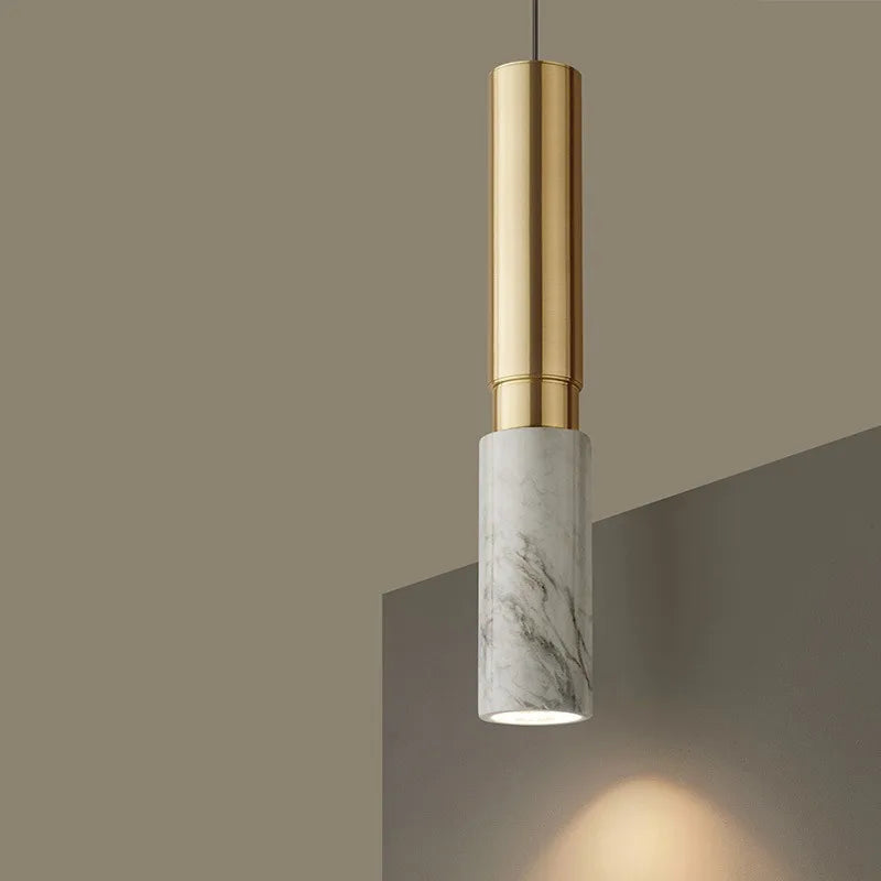 Afralia™ Long Tube Marble Ceiling Chandelier LED Pendant Light