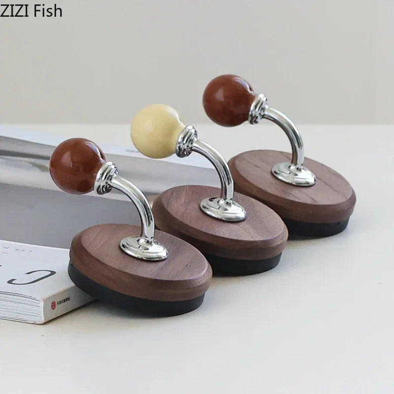 Afralia™ Walnut Wood Bending Hook Wall Storage Organizer