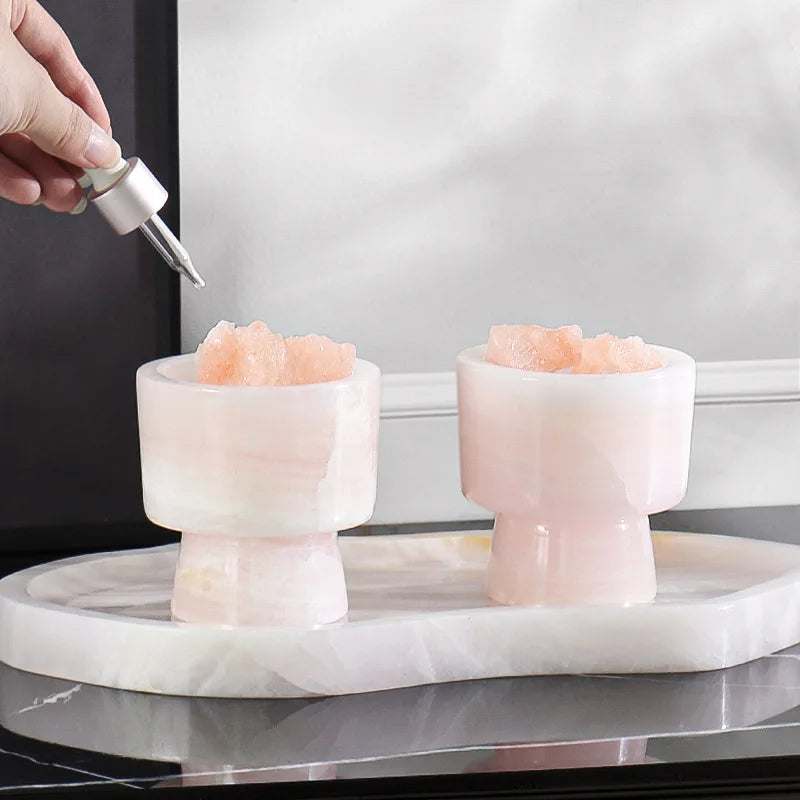 Afralia™ White Onyx Marble Tray for Perfume & Jewelry, Luxury Stone Decor.