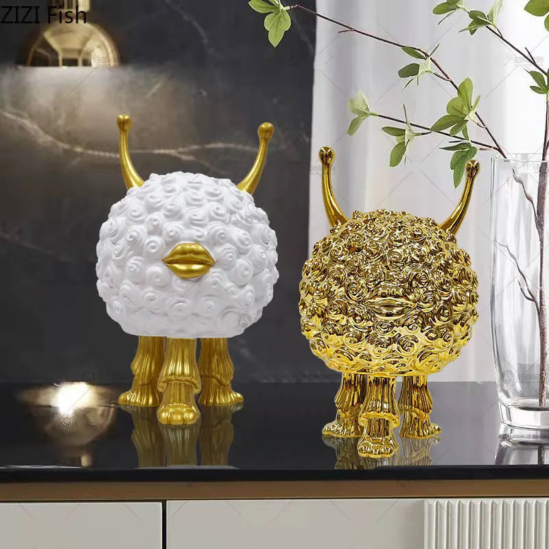 Fluffy Monster Statue Ornament for Modern Home Decor by Afralia™