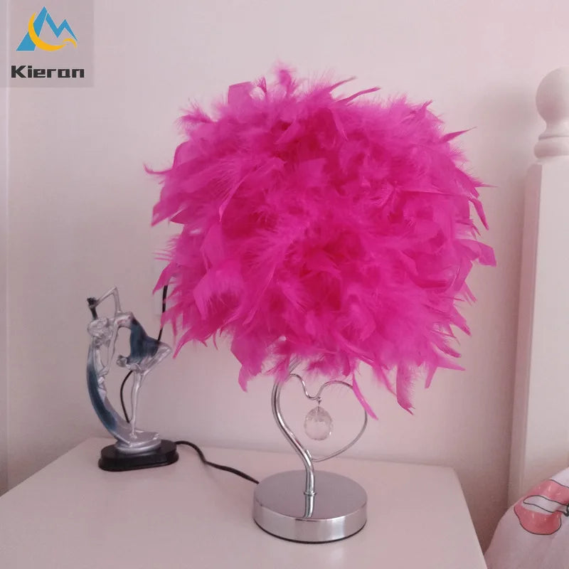 Afralia™ Crystal Feather LED Table Lamp for Bedroom, Study, & Living Room