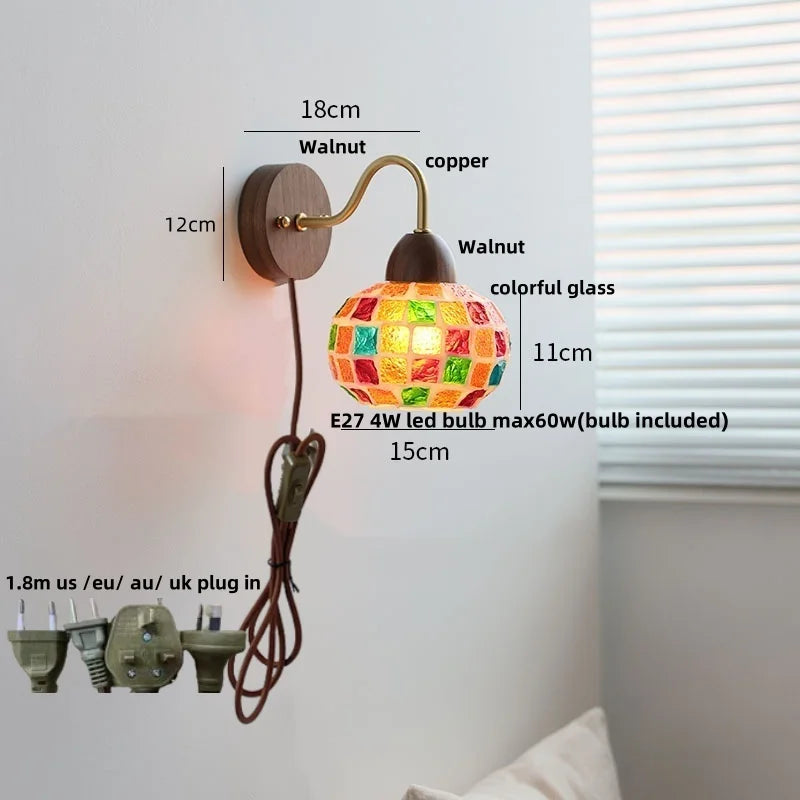 Afralia™ Tiffany Style Glass LED Wall Light with Colorful Shell Design