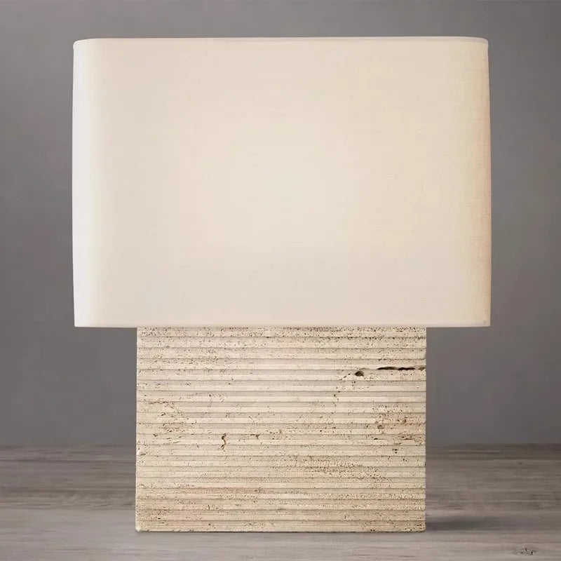 Afralia™ Large Brown Stone Fabric Table Lamp for Home Decoration in Living Room or Bedroom