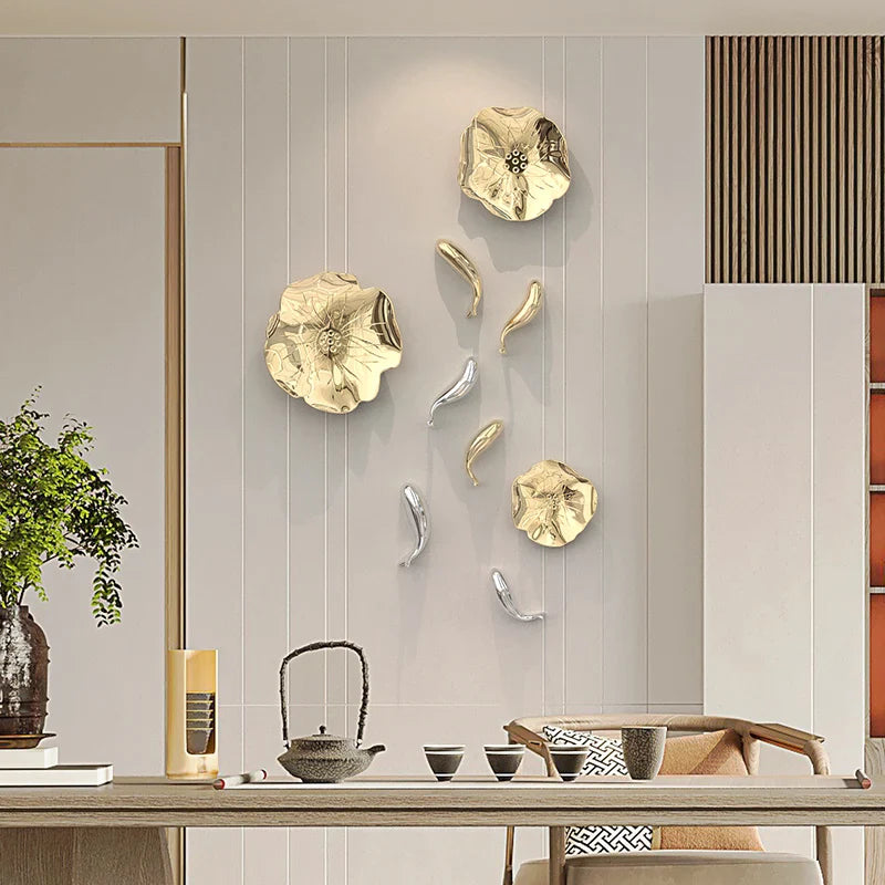 Afralia™ Carp Fish Lotus Leaf  Gold Wall Pendant - Bionics Home Decor