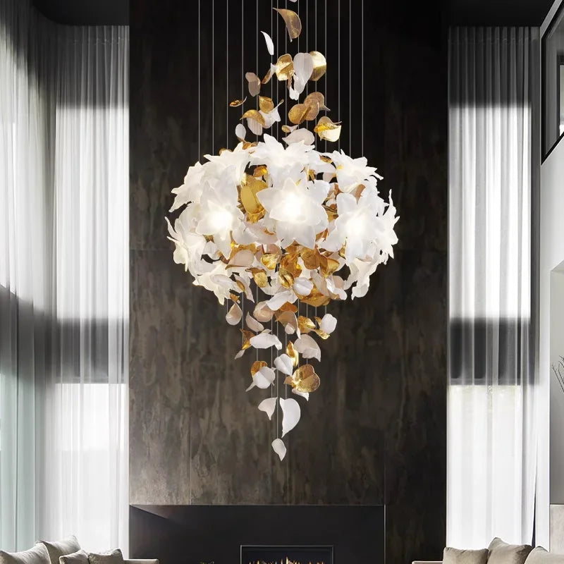 Afralia™ Crystal Flower Luxury Chandelier for Home Decor