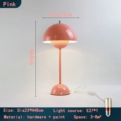 Afralia™ Modern Iron Mushroom LED Table Lamp for Home Office Study Bedside