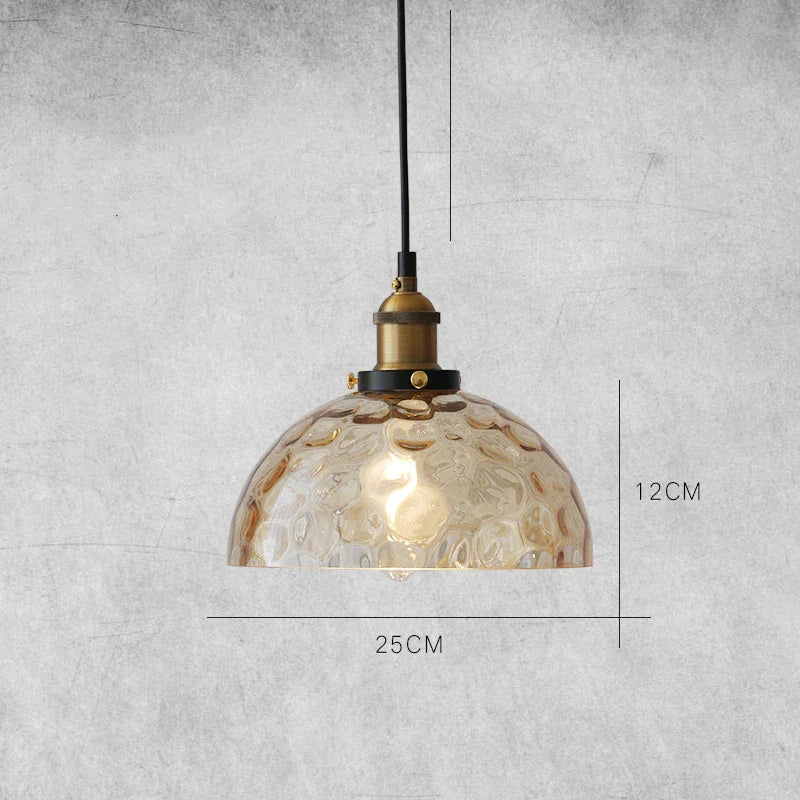 Afralia™ Vintage Amber Glass Pendant Lamp with LED Edison Bulb for Indoor Decor