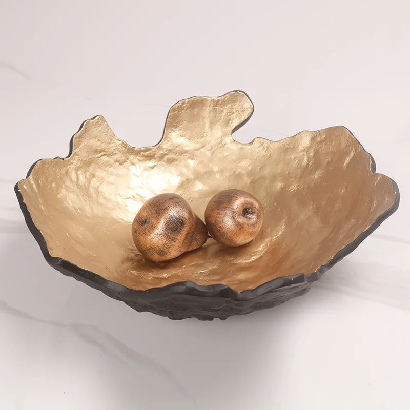 Afralia™ Golden Resin Fruit Bowl Tray for Home Decor and Storage