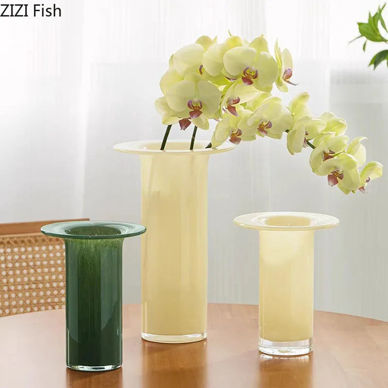 Afralia™ Jade Trumpet Glass Vase Hydroponics Flower Pot Desk Decoration