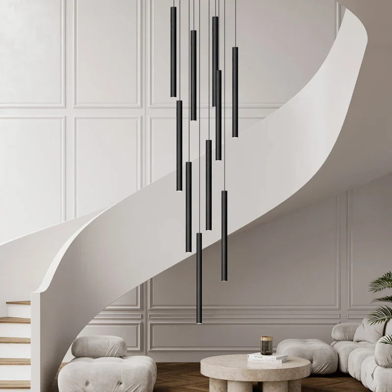 Afralia™ Tubular LED Pendant Chandelier - Modern Indoor Lighting for Living Room & Staircase