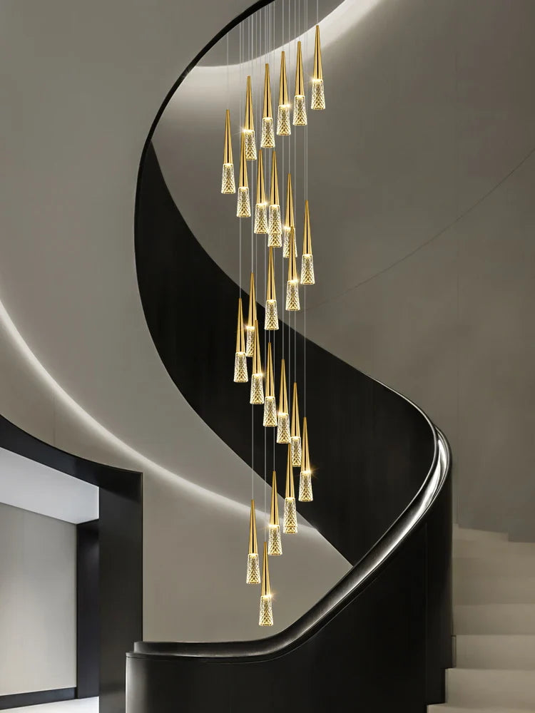 Afralia™ Spiral Staircase Chandelier: Modern LED Pendant for Living Room, Dining Room, Bedroom