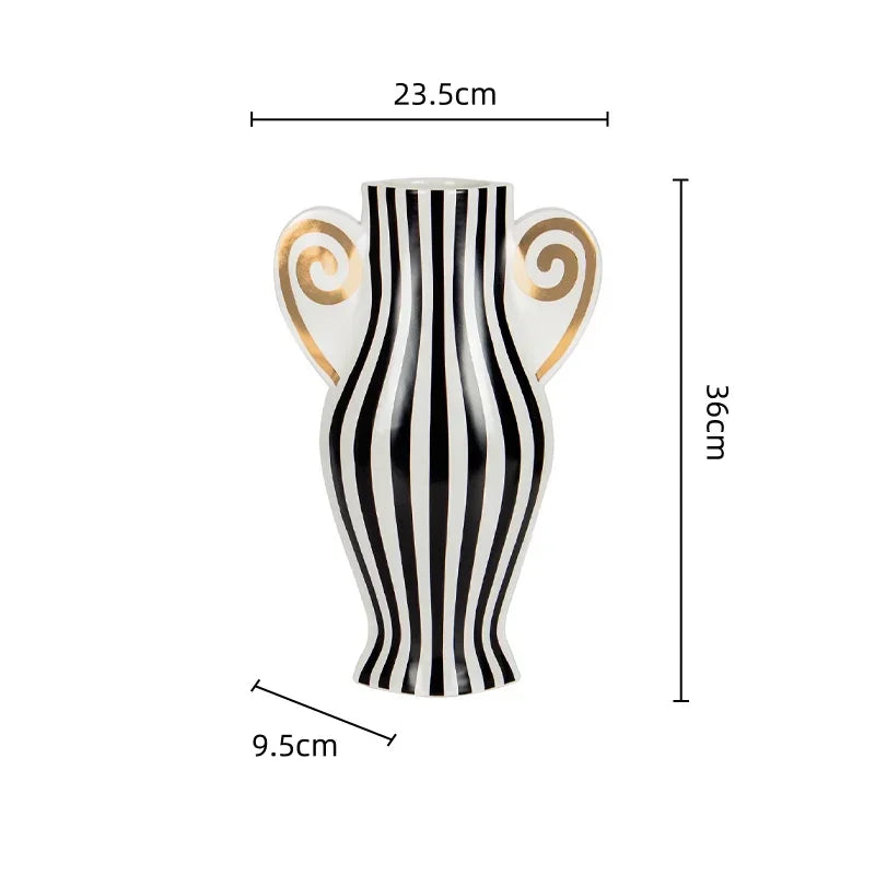 Afralia™ Geometric Fringe Ceramic Vase Vintage Kettle Home Decoration Accessories