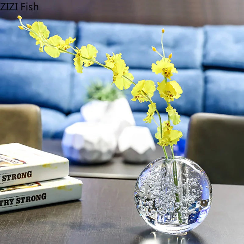 Afralia™ Clear Glass Vase Flower Pot for Desk Decoration and Floral Arrangements