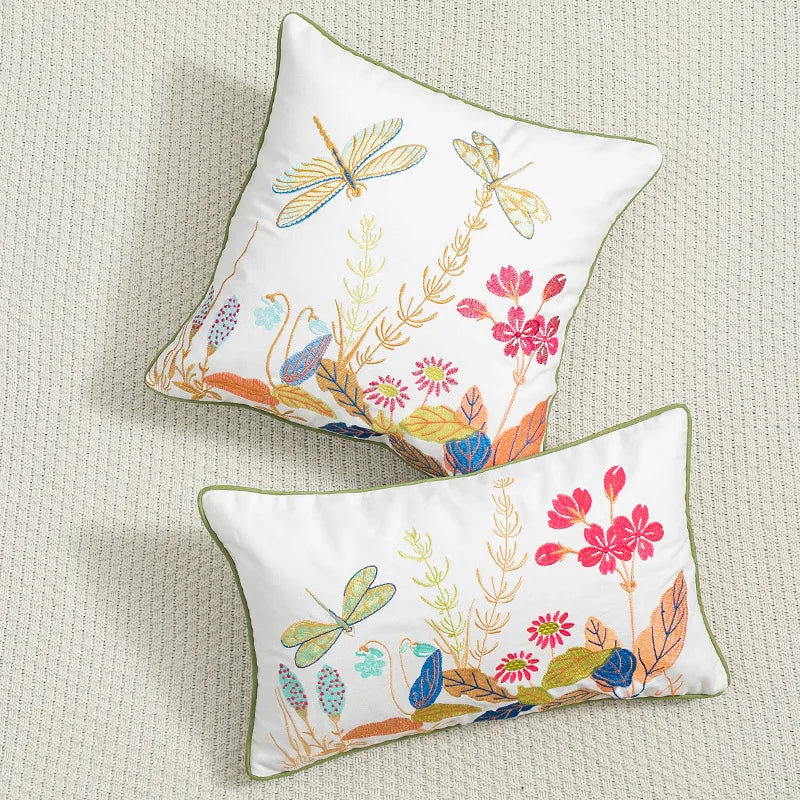 Afralia™ Daisy Floral Embroidery Cushion Cover, Soft Cozy for Living Room Sofa