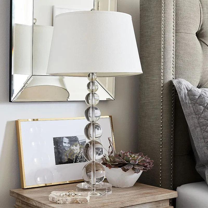 Afralia™ Modern White Crystal Ball Table Lamp LED E27 Decorative Desk Light