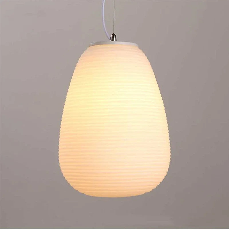 Afralia™ Glass Whorls Cocoon Pendant Light - Milky White, Modern Hanging Lamp