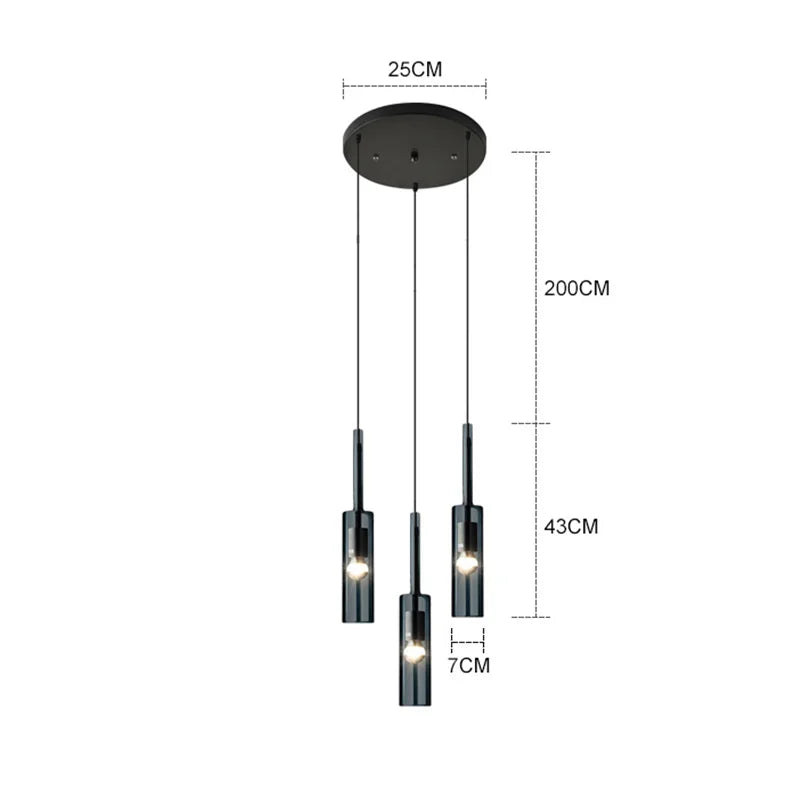 Afralia™ Minimalist Black Glass Chandelier: Luxury Dining Room Pendant Light Fixture