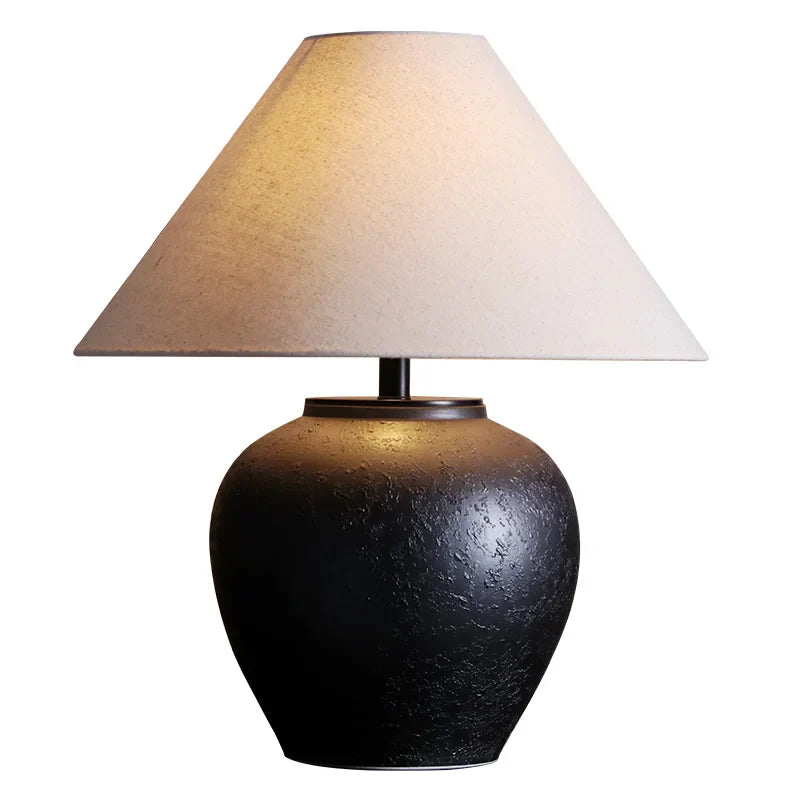 Afralia™ Ceramix Pot Table Lamp | Retro Bedroom and Living Room Lighting