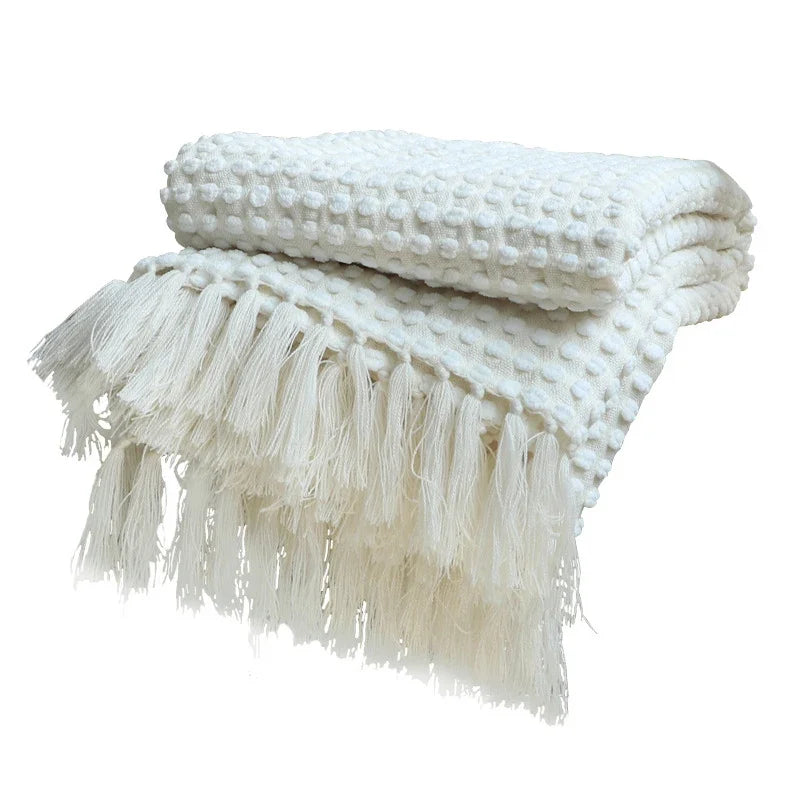 Afralia™ Knitted Nordic White Casual Blanket - Soft & Comfortable Sofa Throw Bed End Cover for Home Decor & Travel