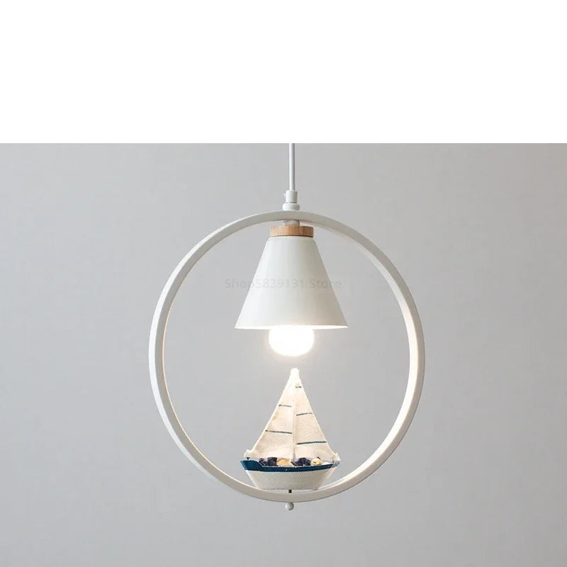 Afralia™ Iron Ring Pendant Lights Nordic Modern Child Bedroom Hanging Lamps Led Bird Light E27