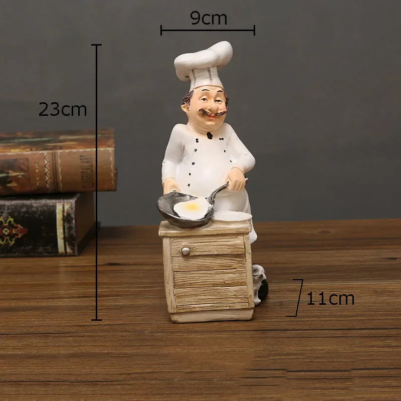 Afralia™ Bearded Chef Resin Figure Sculpture Modern Kitchen Desk Decor Ornaments