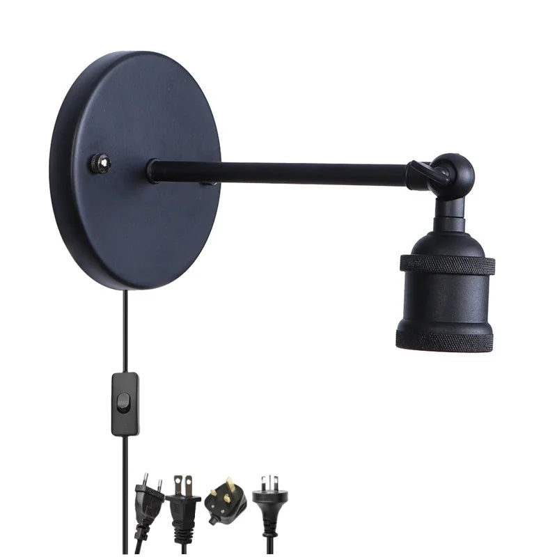 Afralia™ Industrial Vintage Plug In LED Wall Light for Bathroom Mirror Stair Balcony