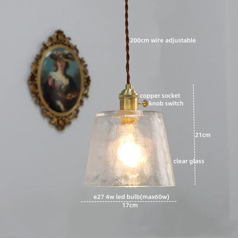 Afralia™ Copper Glass LED Pendant Light for Modern Home Decor - Hanging Lamp