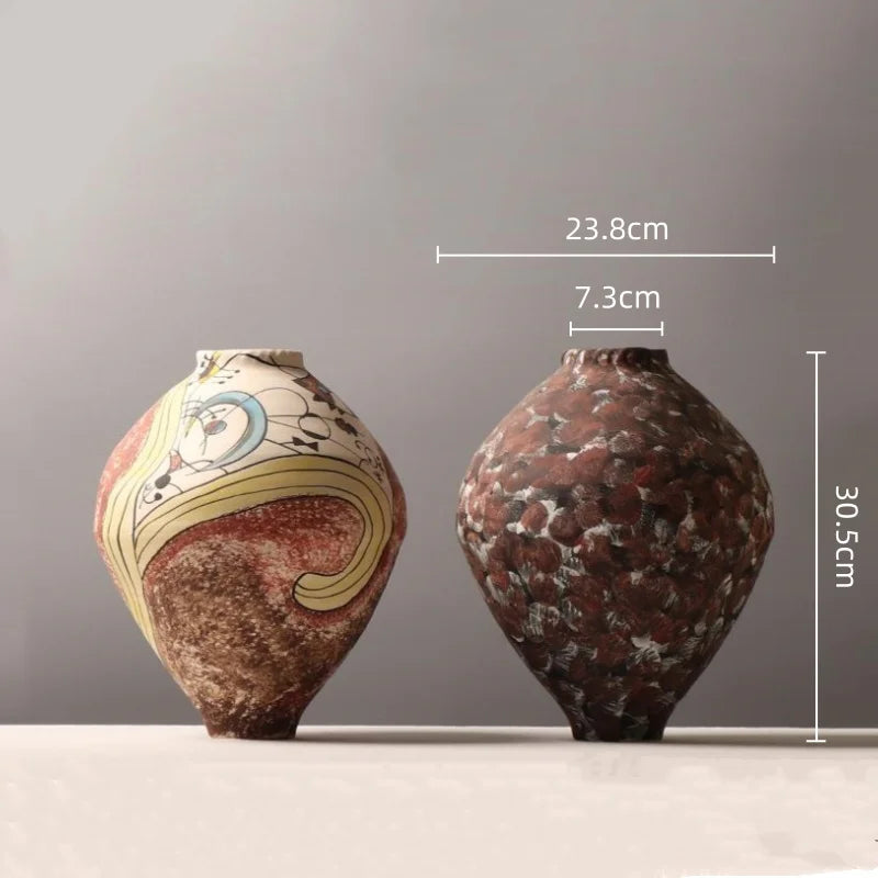 Afralia™ Hand-drawn Graffiti Ceramic Vase - Vintage Style Home Decor