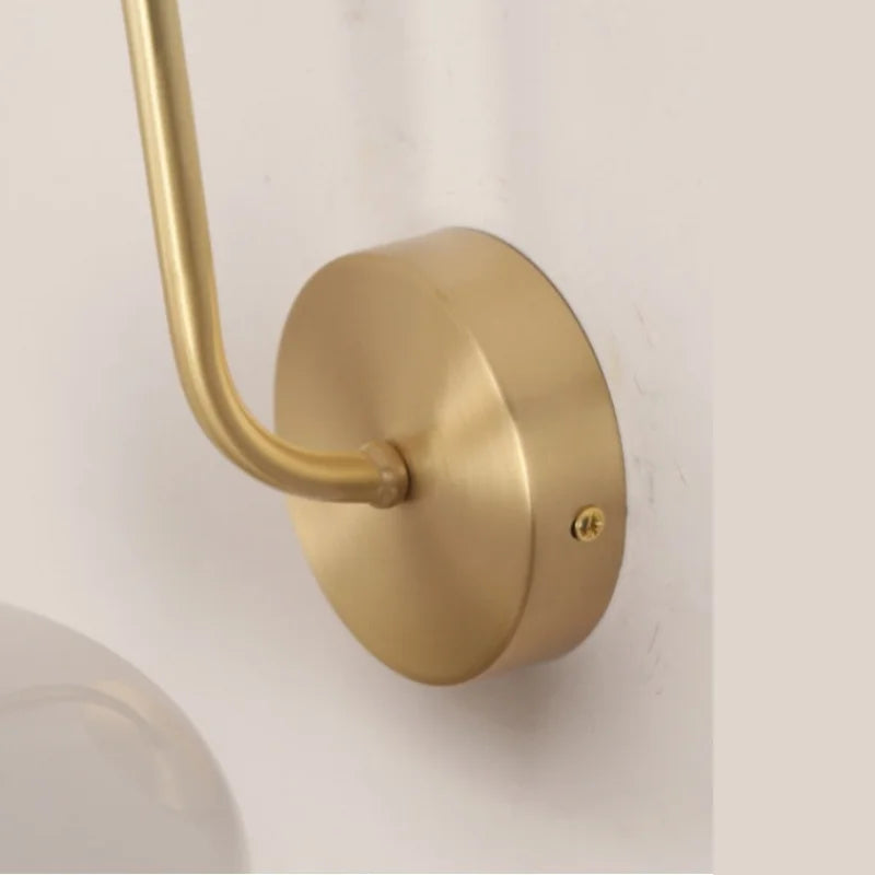 Afralia™ Glass LED Wall Sconce with Pull Chain Switch for Coffee Bedroom - Copper Nordic Stair Light