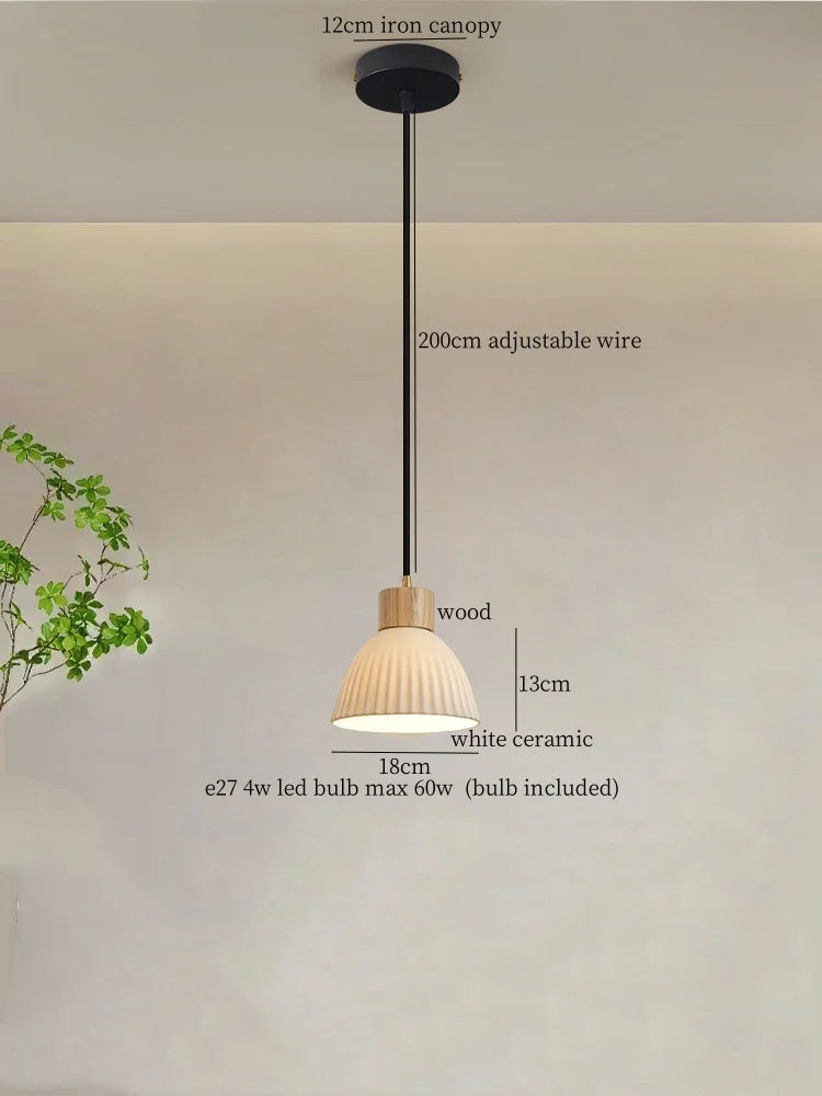 Afralia™ Nordic White Ceramic LED Pendant Light for Modern Living Spaces