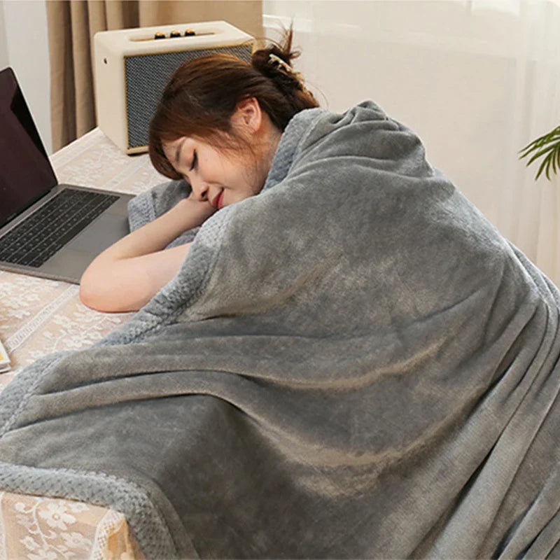 Afralia™ Plush Reversible Wide Edge Velvet Blanket: Luxurious & Skin-friendly Sofa and Office Nap Blanket