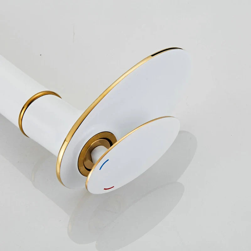 Afralia™ White Gold Basin Faucet: High-End Brass Mixer Tap for Bathroom Sink