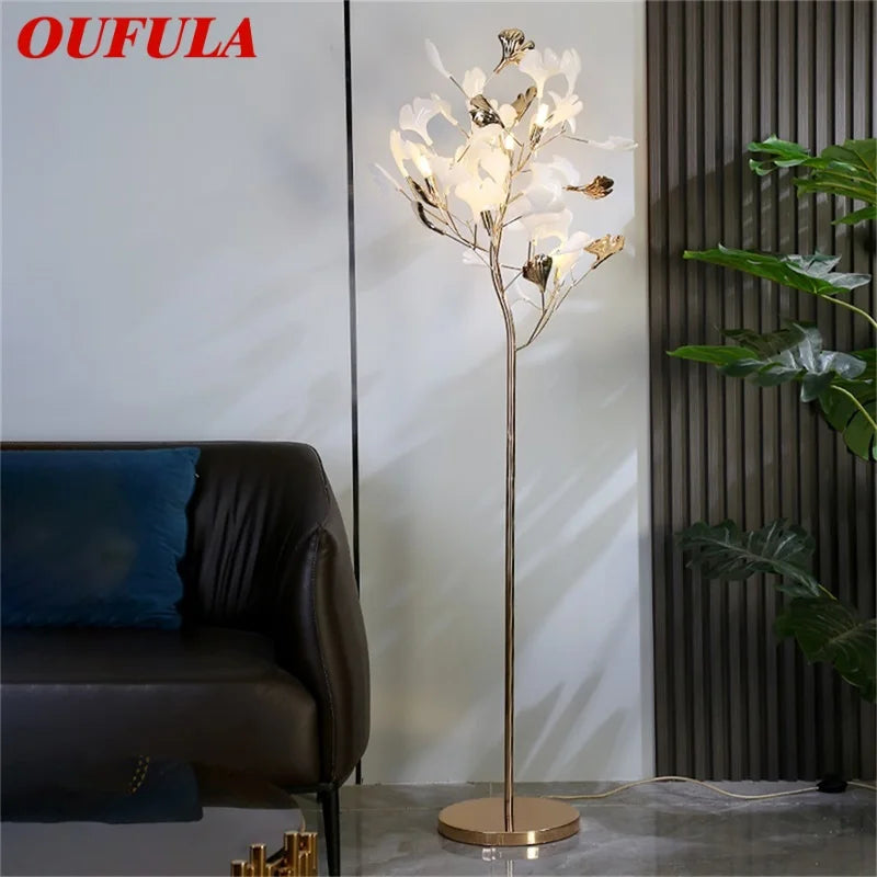 Afralia™ Ginkgo Flower Floor Lamp - Modern LED Decor for Home Living Room